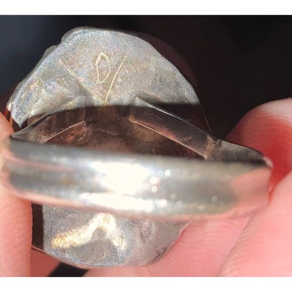 Ring Green Turquoise Silver Size 6.5 Native American Artisan Vintage Handmade - Picture 11 of 12